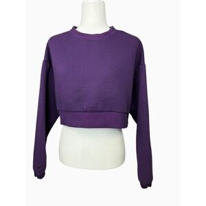 Nike Purple Textured Cropped Crewneck Sweatshirt Women's M Athletic